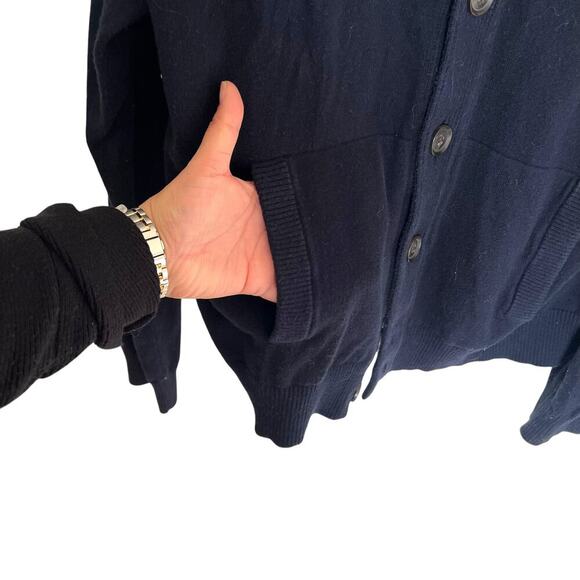 Gap Men’s Shawl Neck Cashmere Blend Cardigan Navy Size Large Preppy Academia - Picture 5 of 8